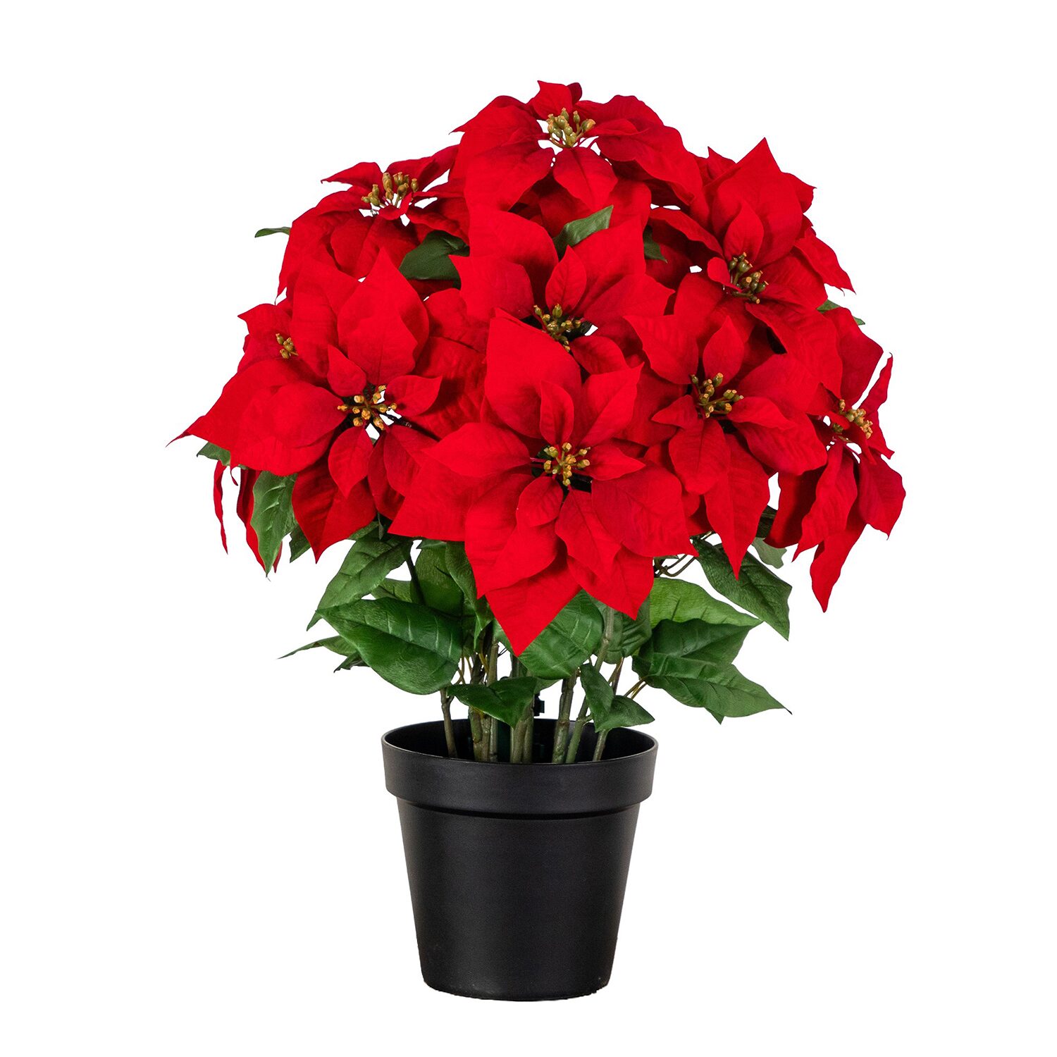 Nearly Natural 30" Pre-Lit Grand Velvet Poinsettia Floral Arrangement