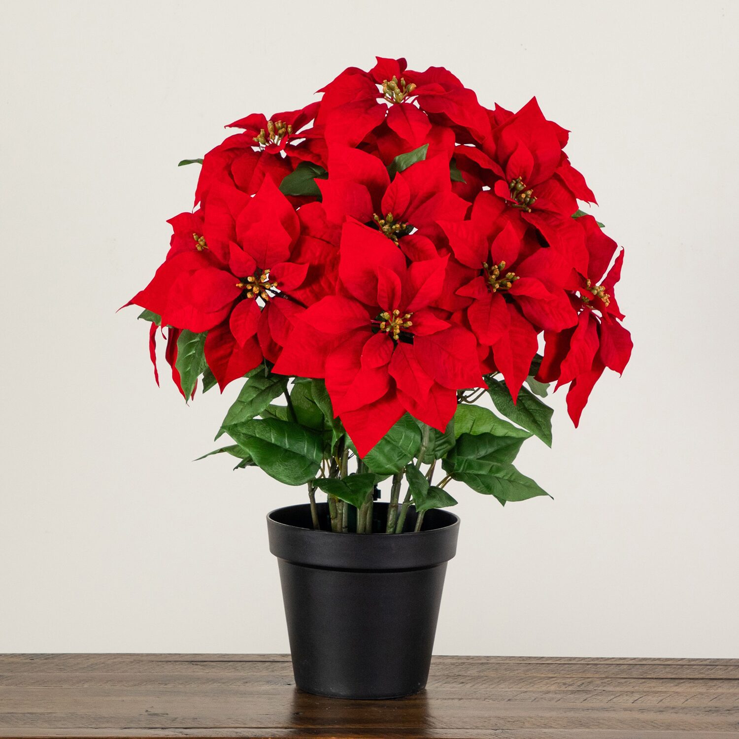 Nearly Natural 30" Pre-Lit Grand Velvet Poinsettia Floral Arrangement