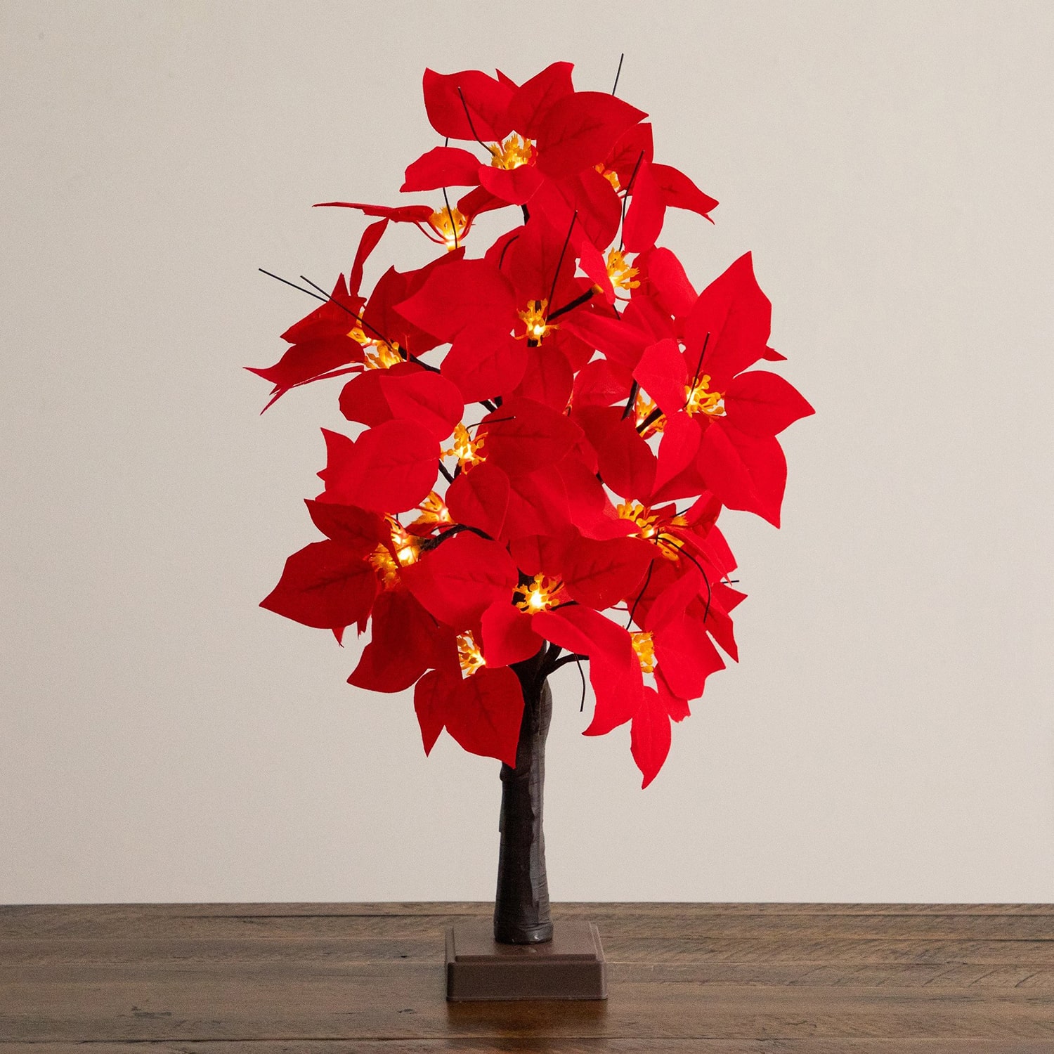 Nearly Natural 24" Pre-Lit Poinsettia Lighted Indoor Artificial Tree