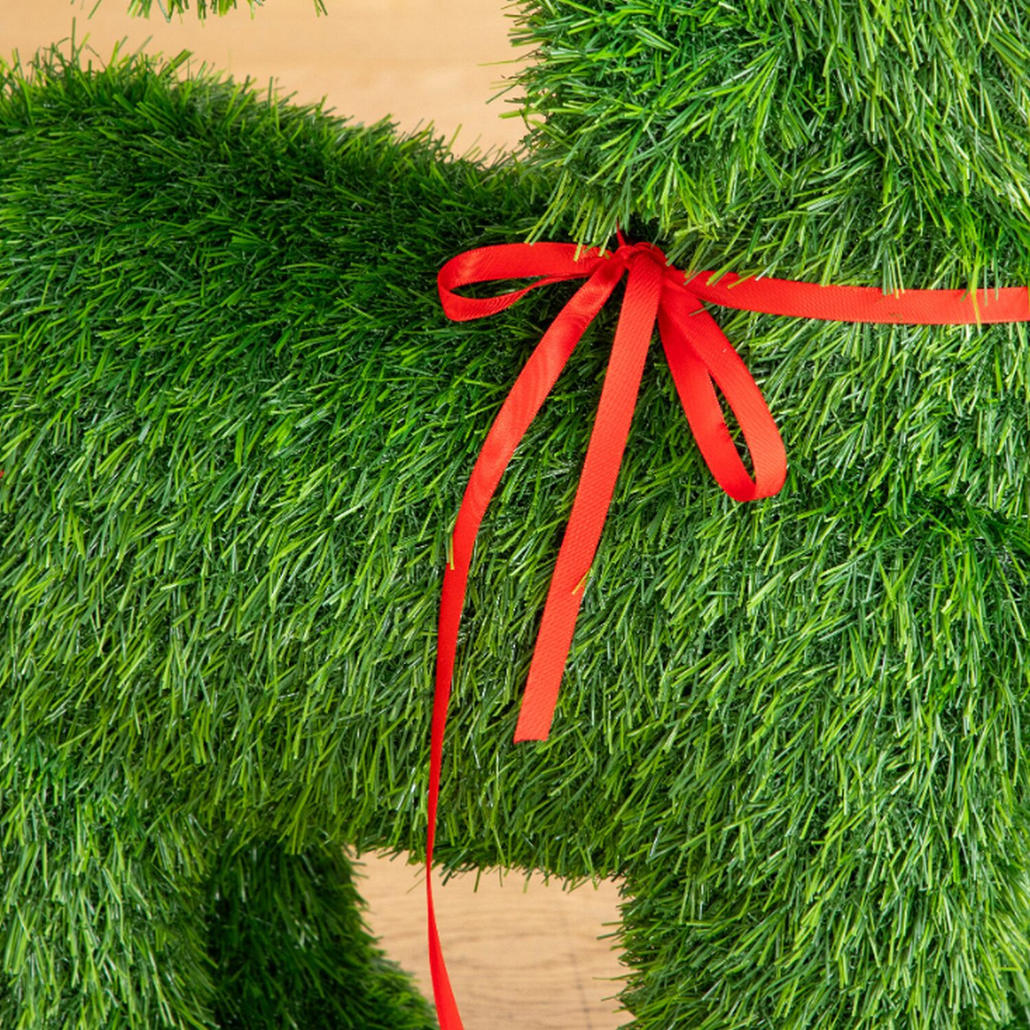 Nearly Natural 2ft Grass Garden Plush Reindeer Christmas Topiary