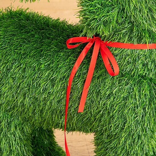 Nearly Natural 2ft Grass Garden Plush Reindeer Christmas Topiary