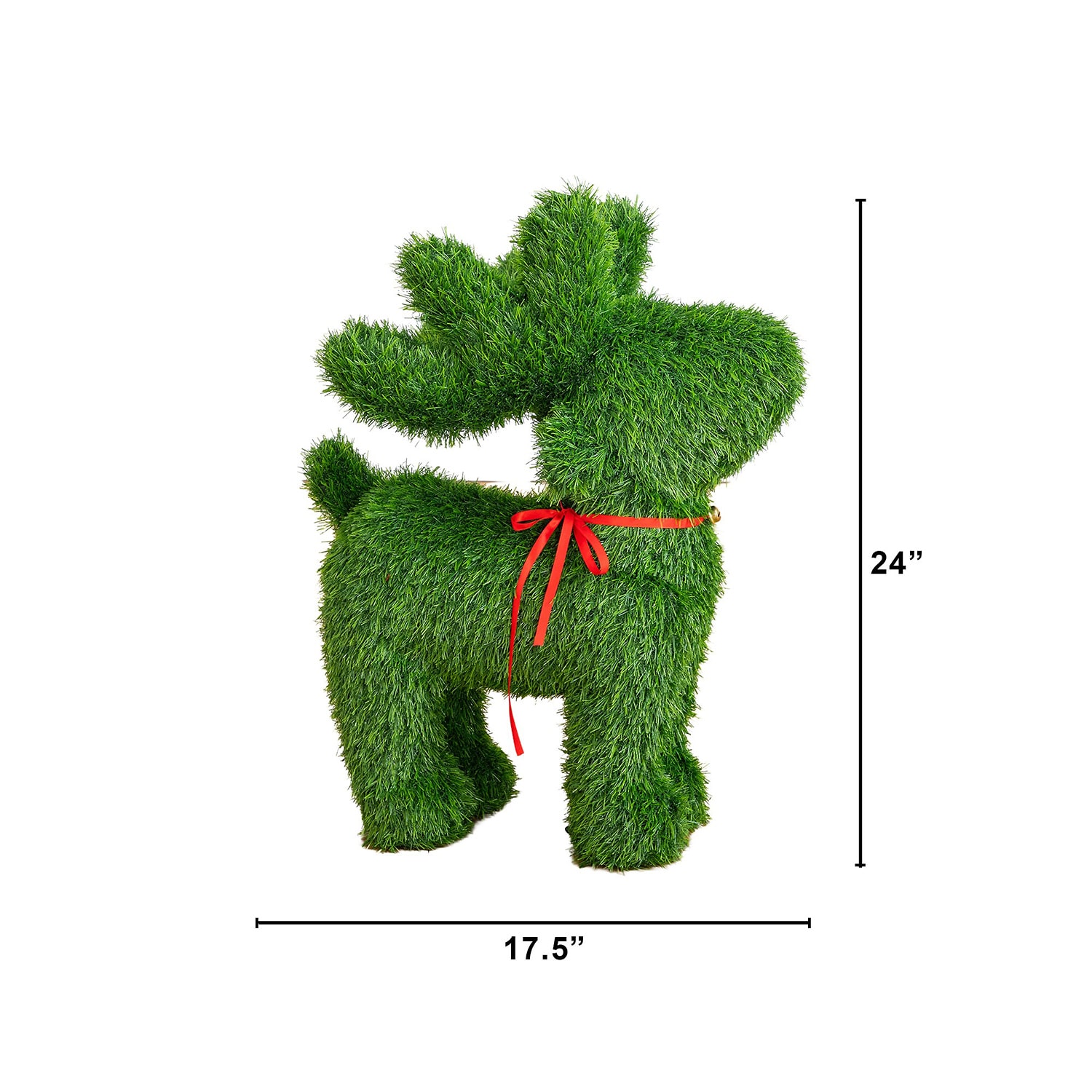 Nearly Natural 2ft Grass Garden Plush Reindeer Christmas Topiary