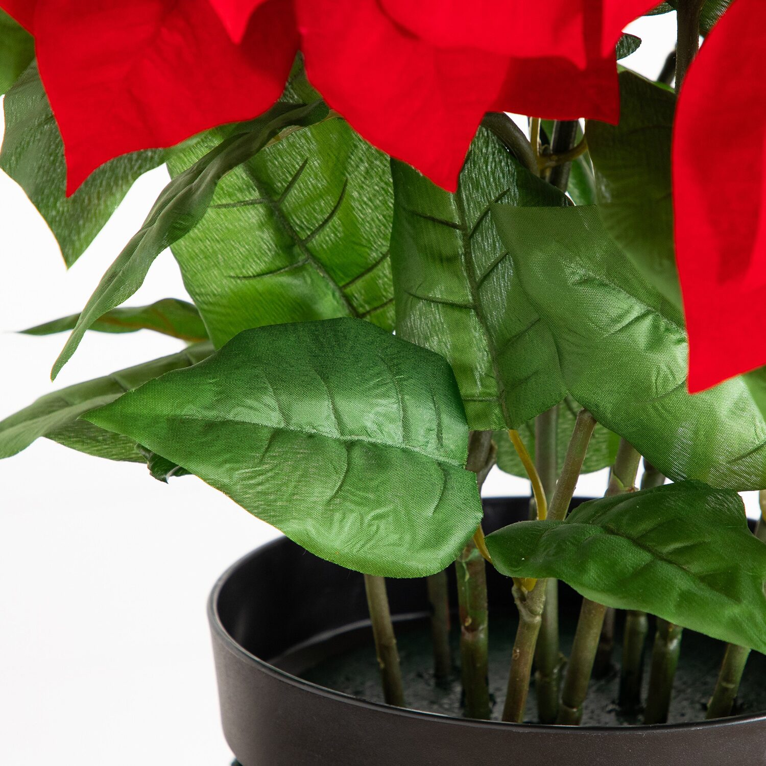 Nearly Natural 30" Pre-Lit Grand Velvet Poinsettia Floral Arrangement