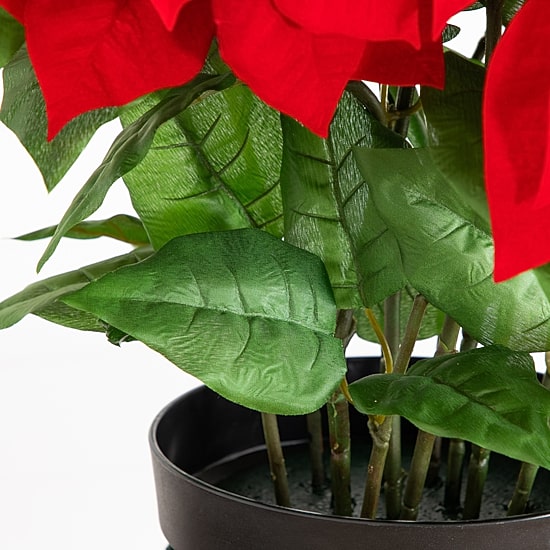 Nearly Natural 30" Pre-Lit Grand Velvet Poinsettia Floral Arrangement
