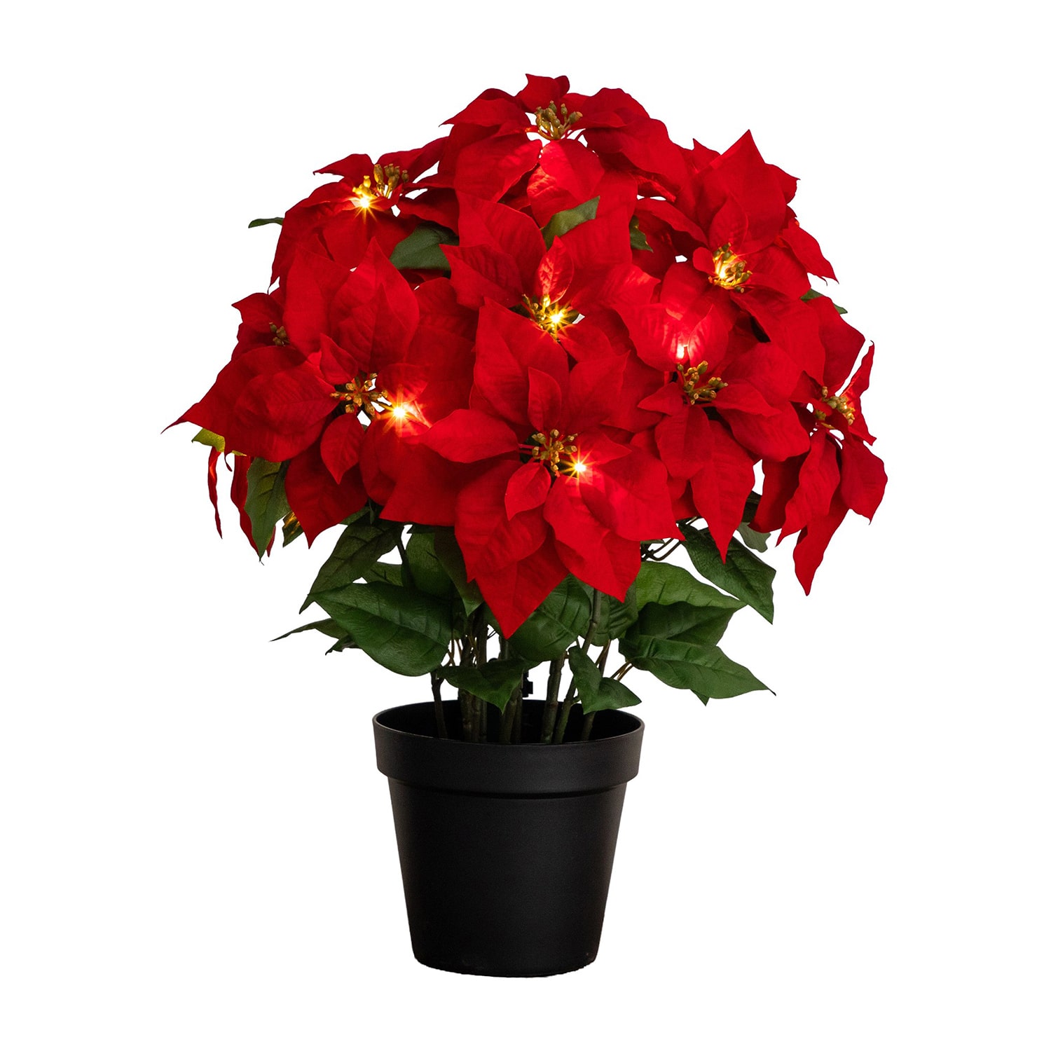 Nearly Natural 30" Pre-Lit Grand Velvet Poinsettia Floral Arrangement