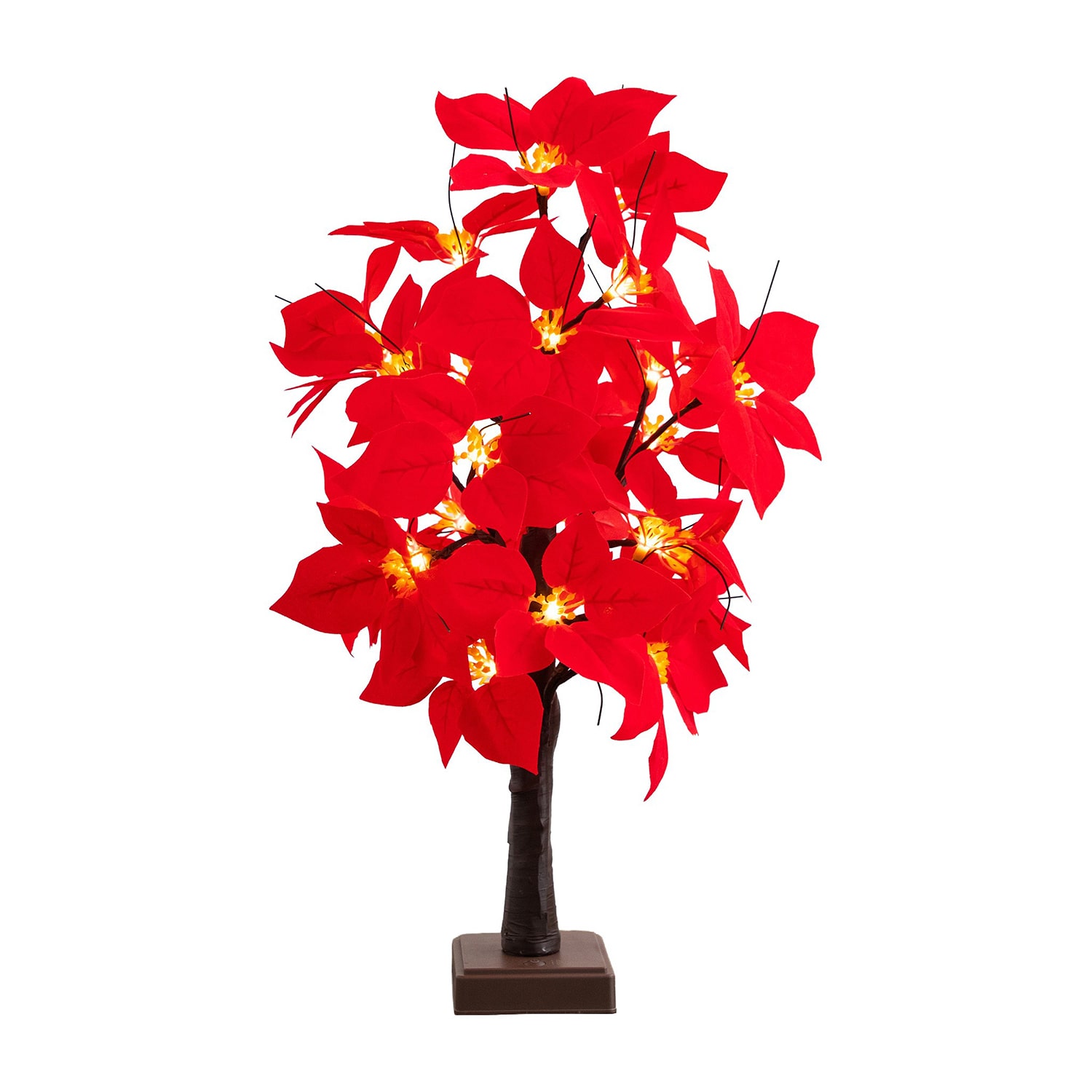 Nearly Natural 24" Pre-Lit Poinsettia Lighted Indoor Artificial Tree