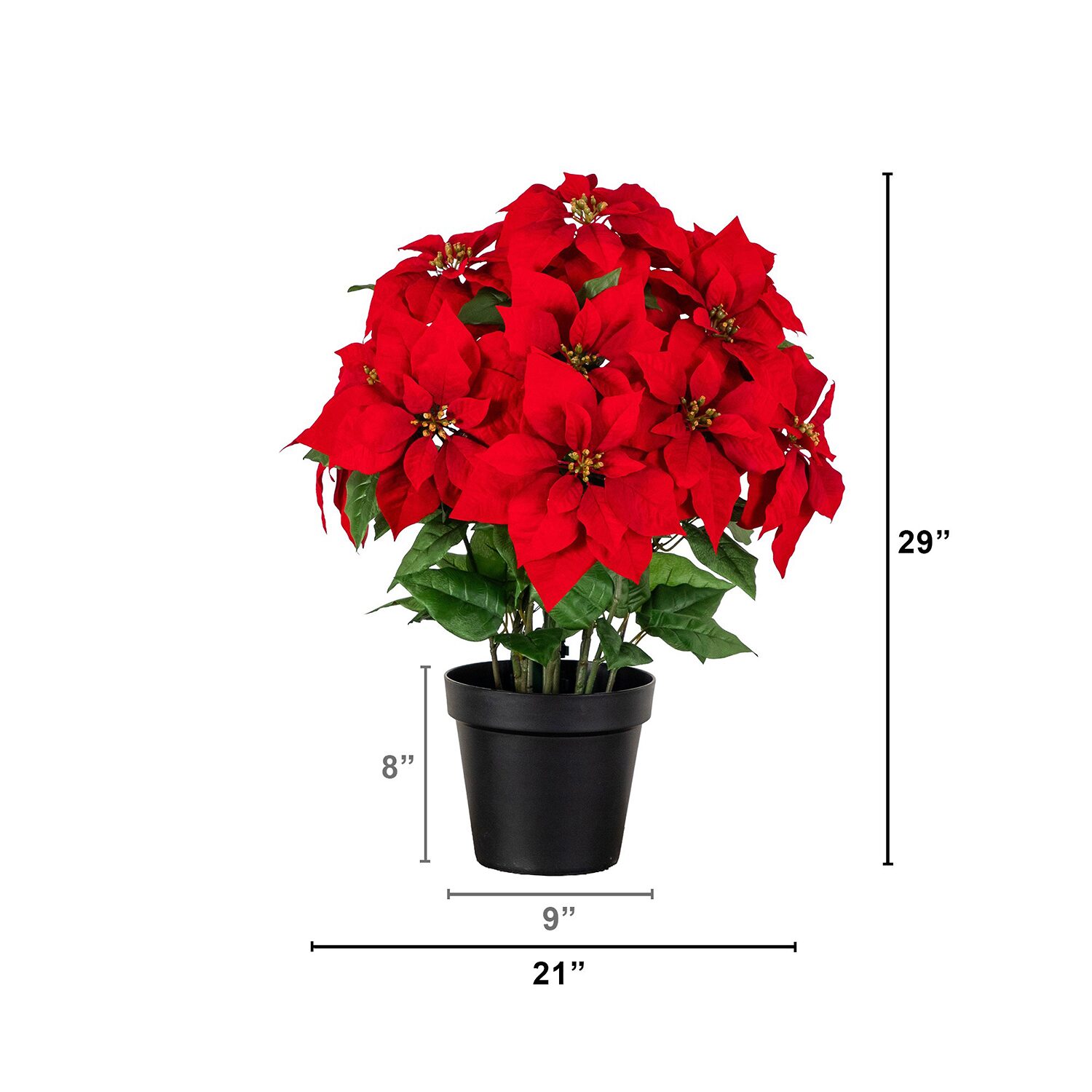 Nearly Natural 30" Pre-Lit Grand Velvet Poinsettia Floral Arrangement
