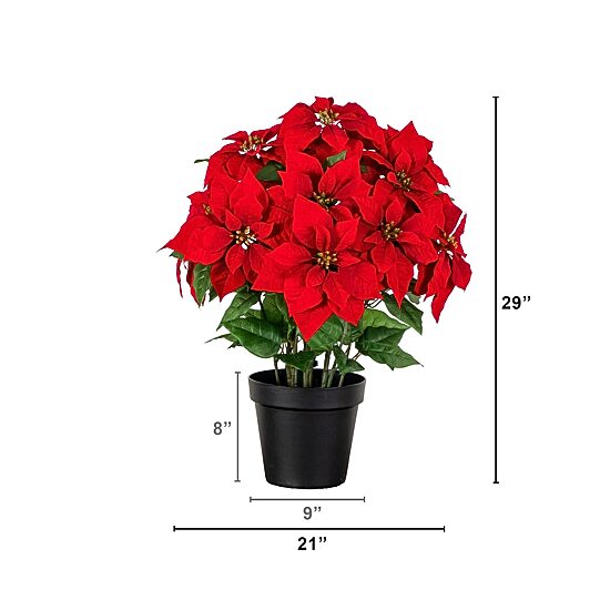 Nearly Natural 30" Pre-Lit Grand Velvet Poinsettia Floral Arrangement