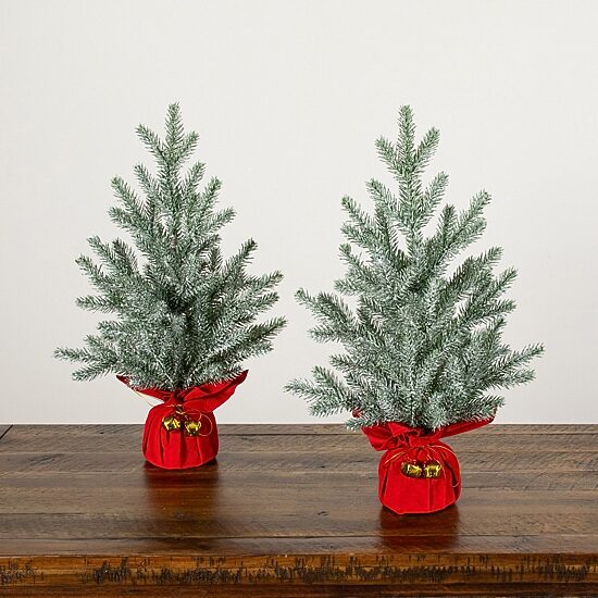 Nearly Natural 18" Flocked Pine 1 1/2 Feet Pine Christmas Tree