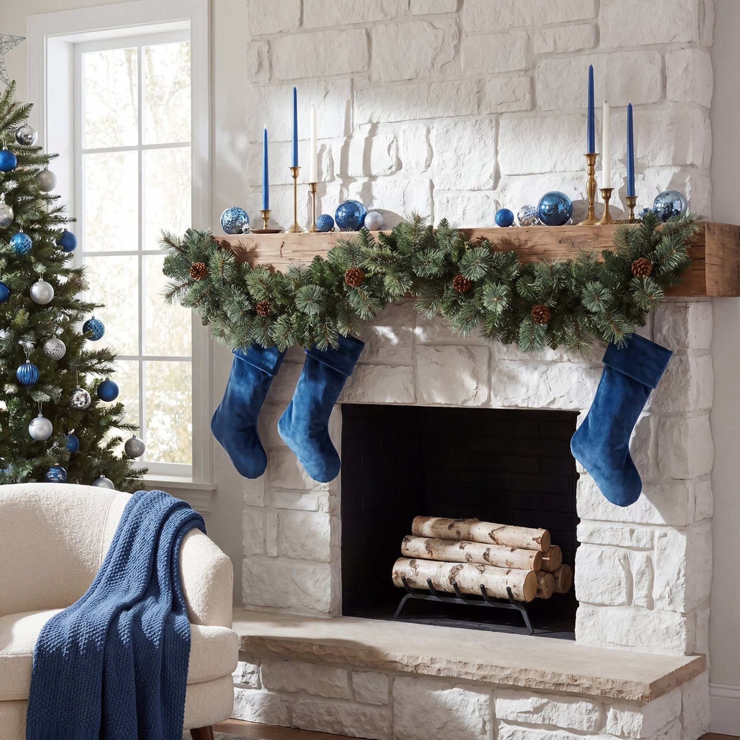 Nearly Natural 6ft White Mountain Pine Christmas Indoor Garland