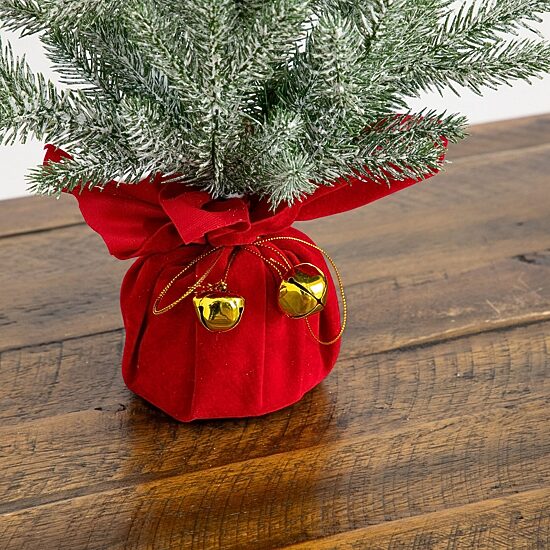 Nearly Natural 18" Flocked Pine 1 1/2 Feet Pine Christmas Tree