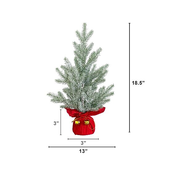 Nearly Natural 18" Flocked Pine 1 1/2 Feet Pine Christmas Tree