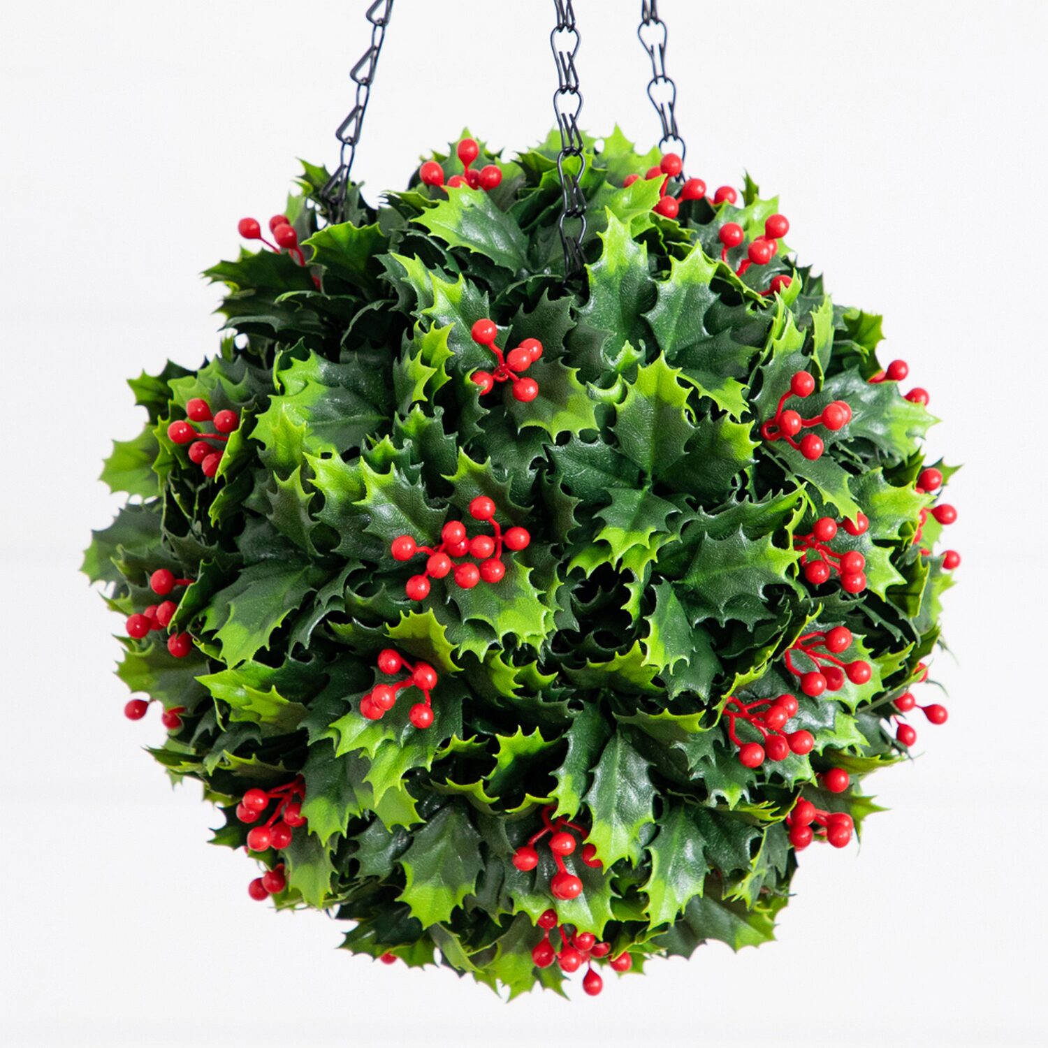 Nearly Natural 21" Holly Berry Hanging Ball Artificial Plant