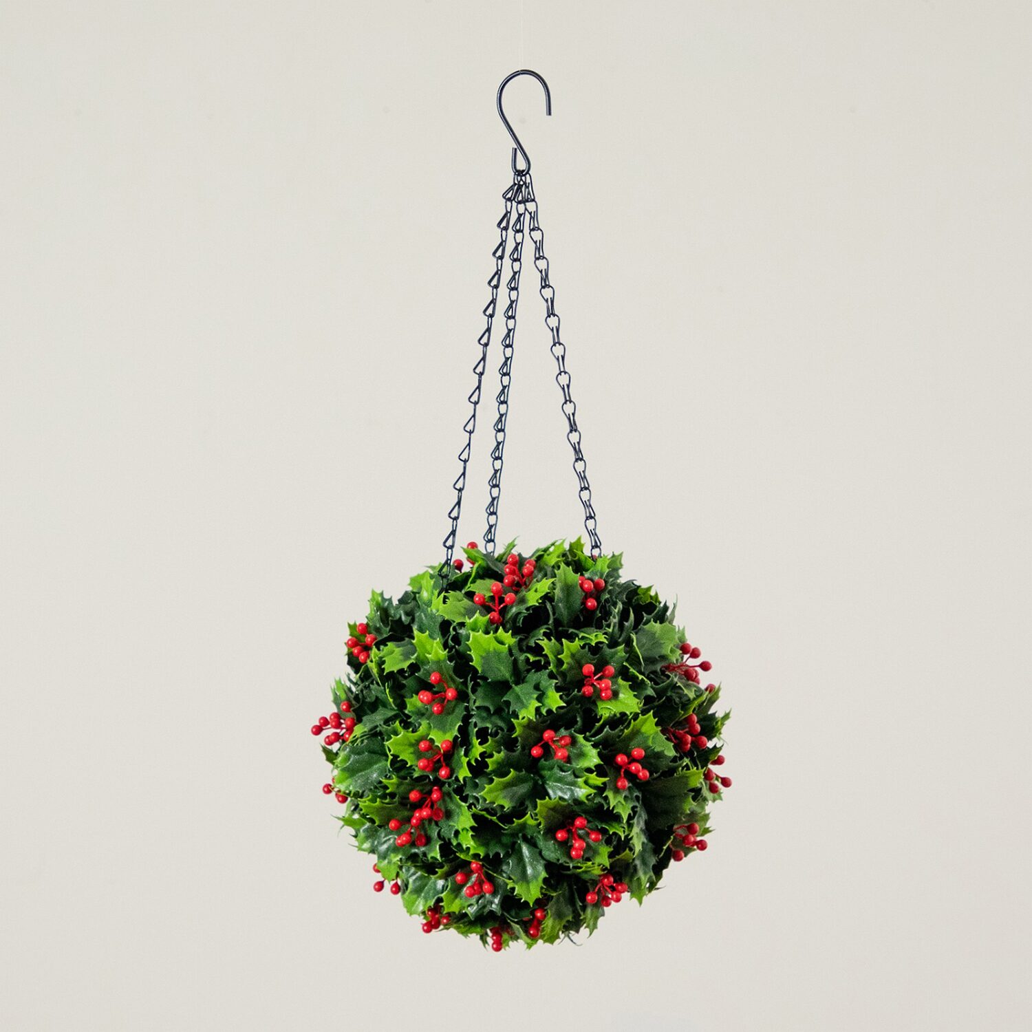 Nearly Natural 21" Holly Berry Hanging Ball Artificial Plant