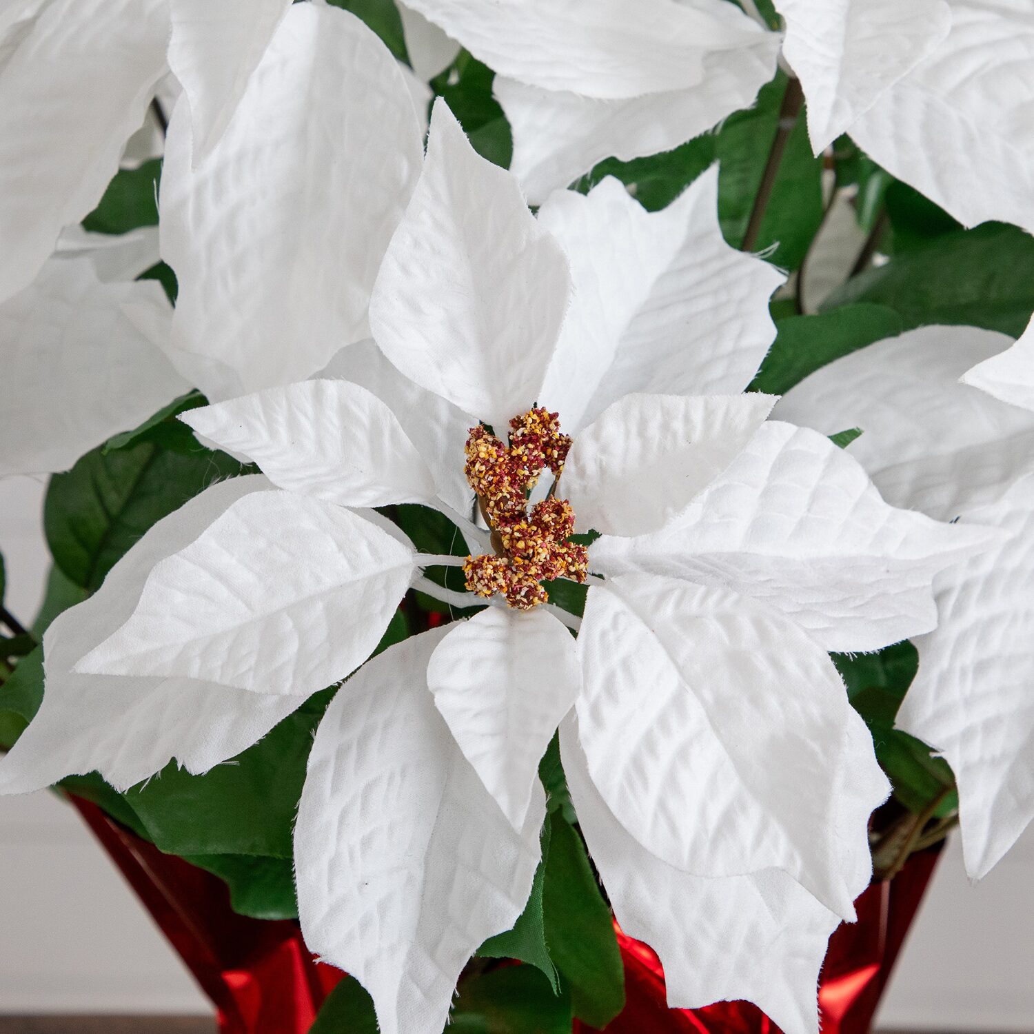 Nearly Natural 19" White Poinsettia Floral Arrangement
