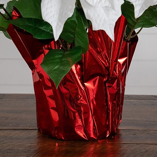 Nearly Natural 19" White Poinsettia Floral Arrangement