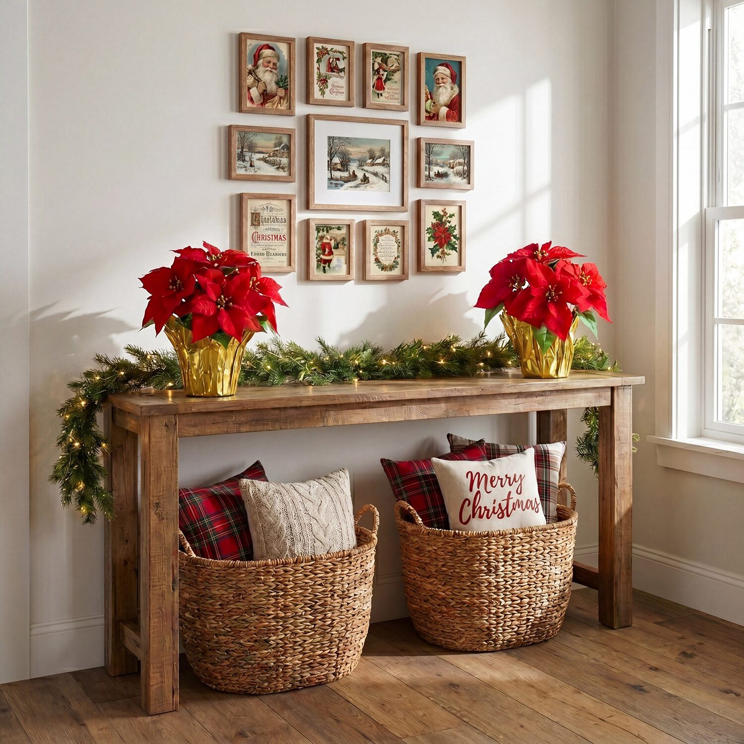 Nearly Natural 13" Velvet Poinsettia 2-pc. Floral Arrangement