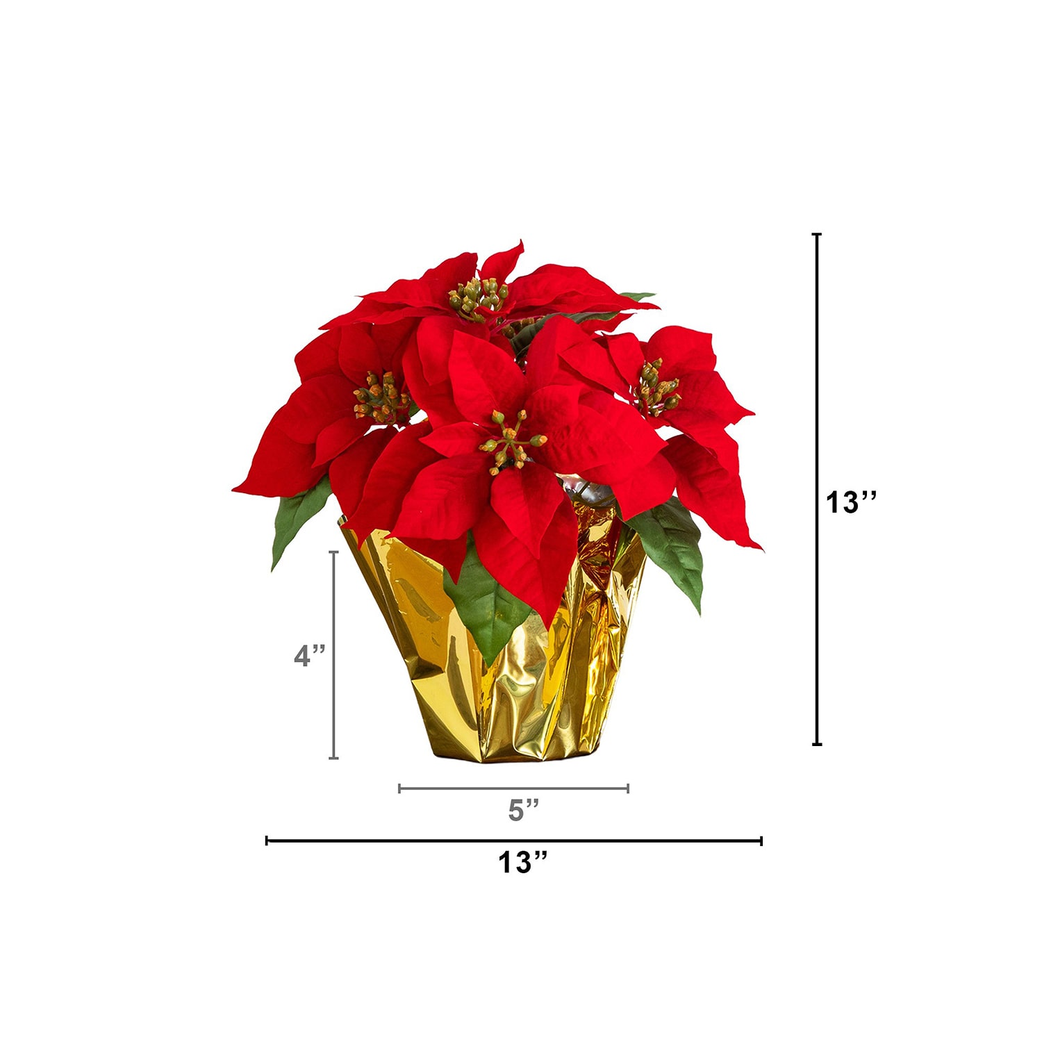 Nearly Natural 13" Velvet Poinsettia 2-pc. Floral Arrangement