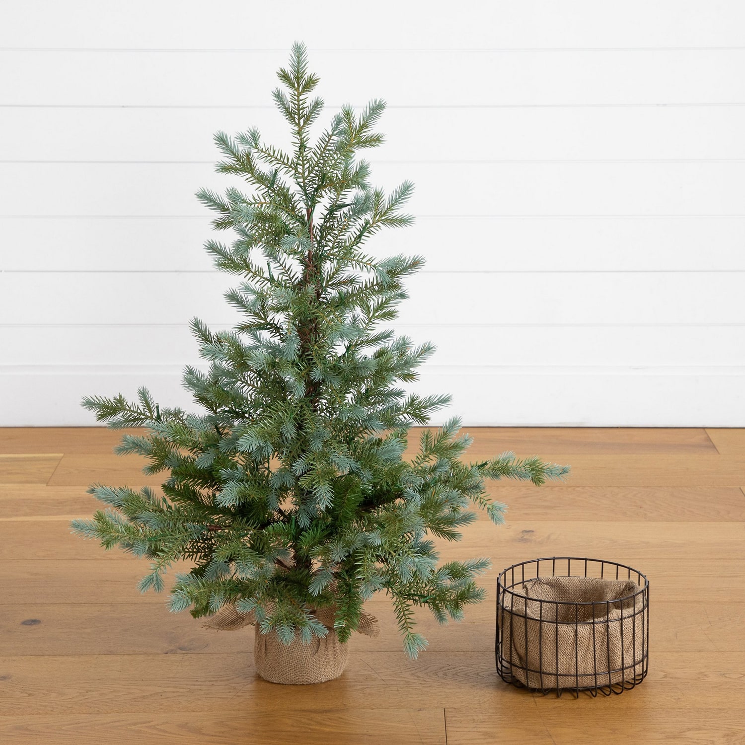 Nearly Natural 3ft Pine With Lights 3 Foot Pre-Lit Pine Christmas Tree