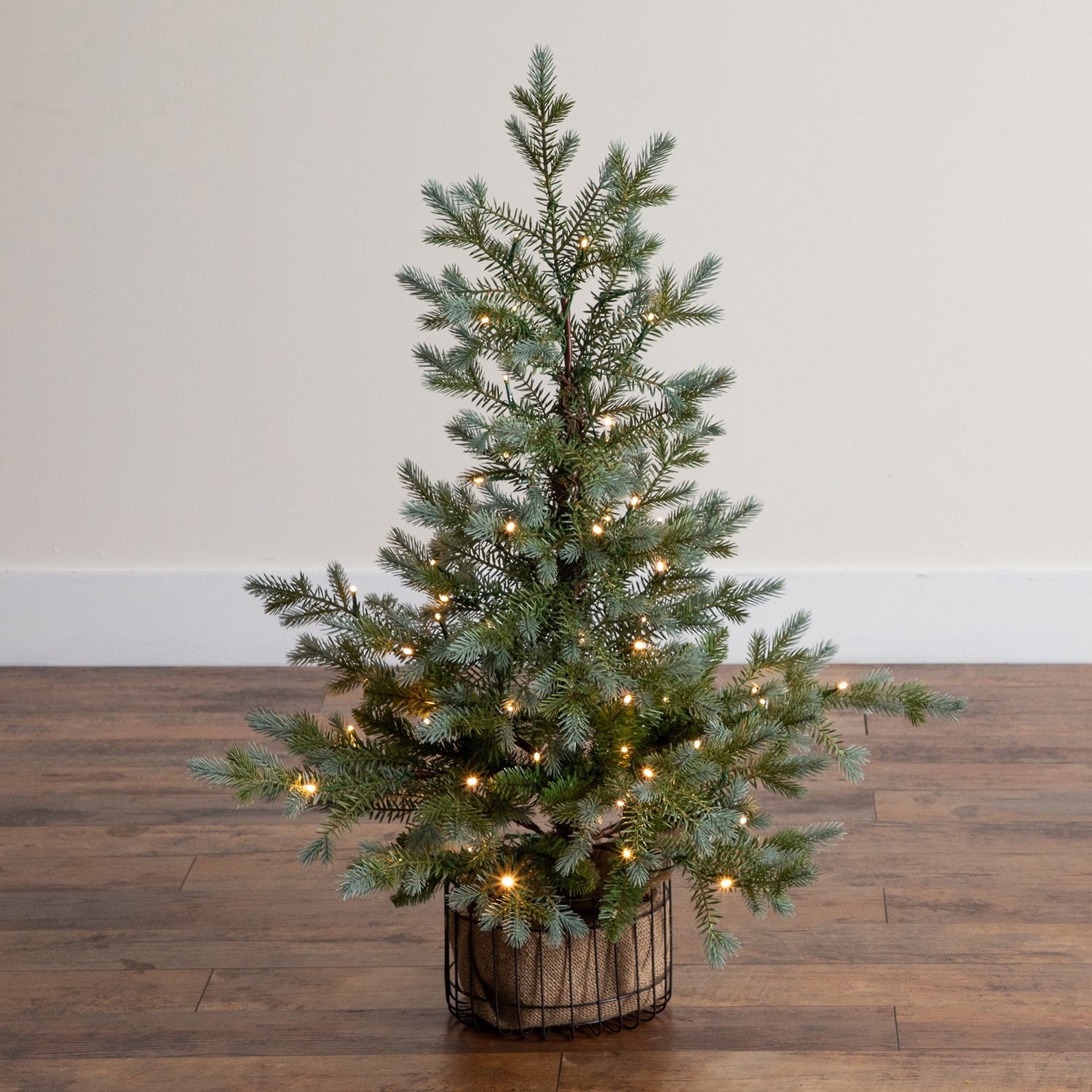 Nearly Natural 3ft Pine With Lights 3 Foot Pre-Lit Pine Christmas Tree