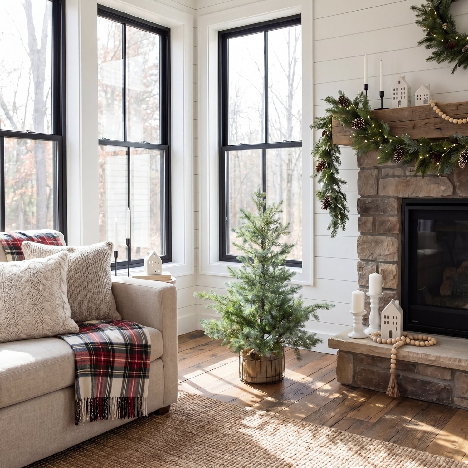 Nearly Natural 3ft Pine With Lights 3 Foot Pre-Lit Pine Christmas Tree