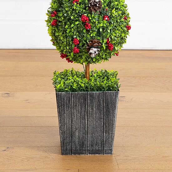Nearly Natural 42" Pre-Lit Boxwood Snowman Lighted Christmas Topiary