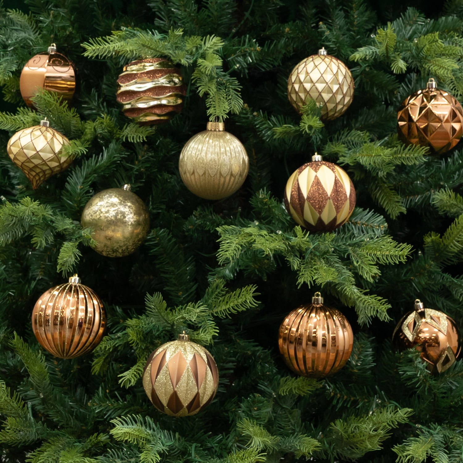Nearly Natural Gold And Bronze Ball Shatterproof 12-pc. Christmas Ornament