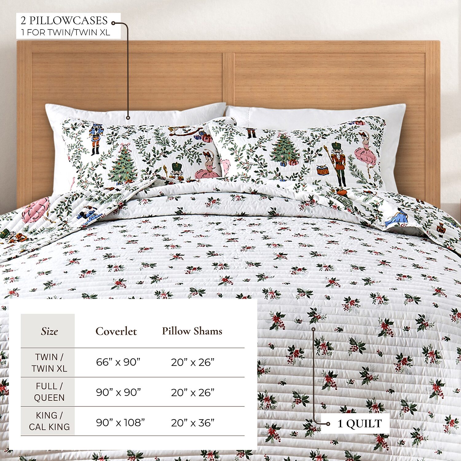 Linery Nutcracker Christmas Reversible Quilt Set