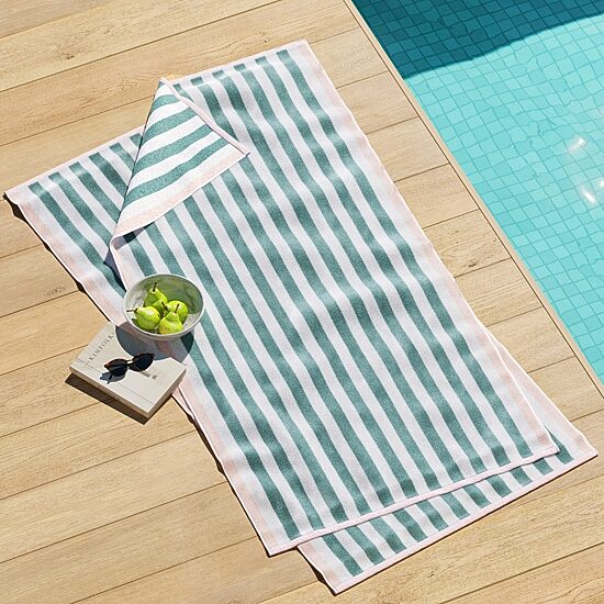 Linery Cotton Stripe Border 4-pc. Quick Dry Beach Towel