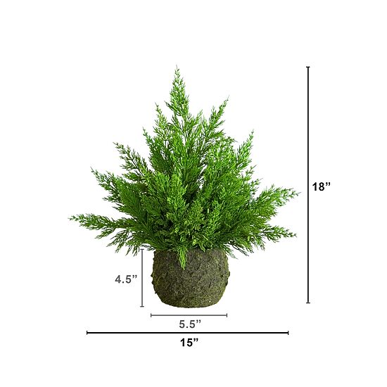 Nearly Natural 18" Real Touch Winter Cypress 1 1/2 Feet Christmas Tree