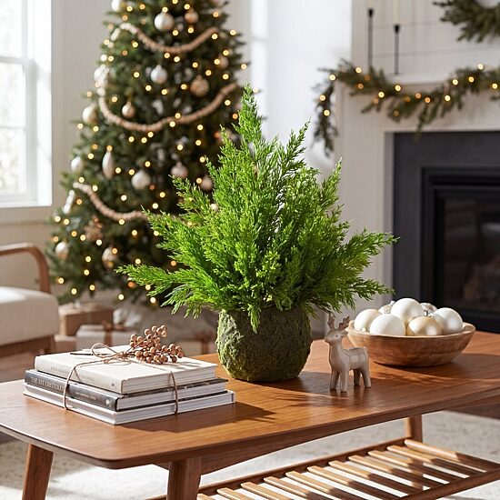 Nearly Natural 18" Real Touch Winter Cypress 1 1/2 Feet Christmas Tree