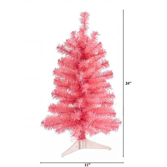 Nearly Natural Pink 2 Foot Pine Christmas Tree