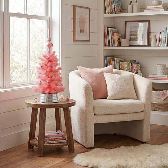Nearly Natural Pink 2 Foot Pine Christmas Tree