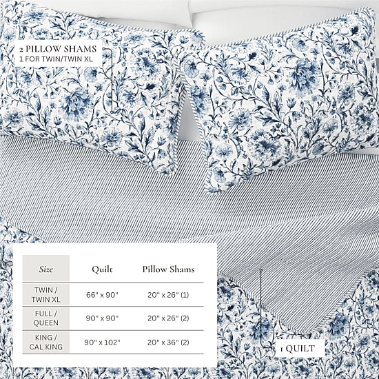 Linery Lightweight Floral Reversible Quilt Set