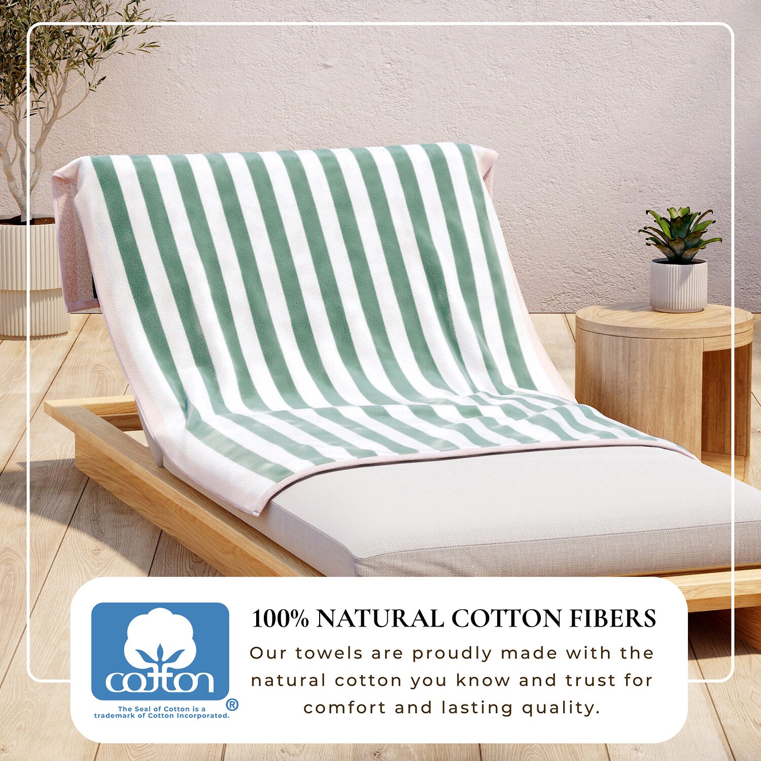 Linery Oversized Cotton Stripe Border -pc. Quick Dry Beach Towel