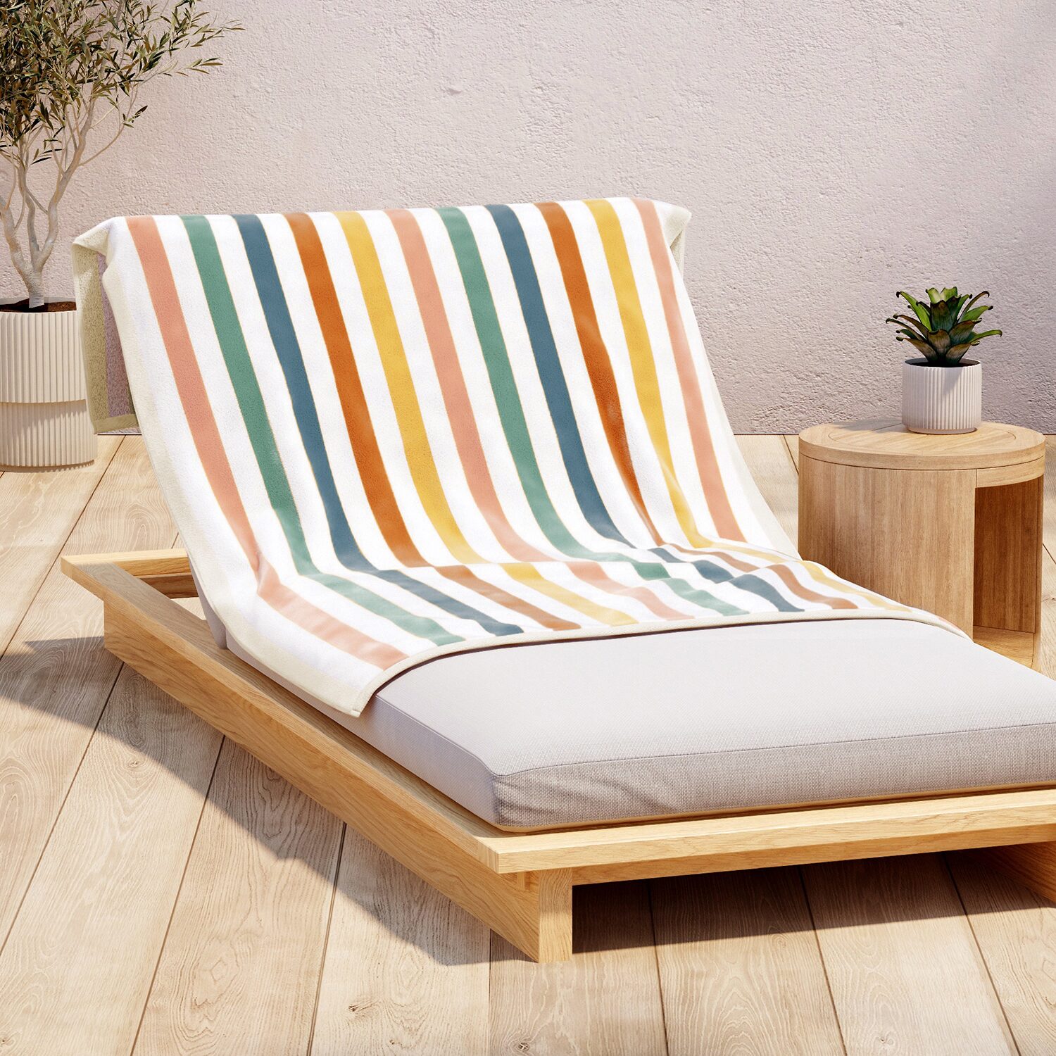 Linery Oversized Cotton Stripe Border 2-pc. Quick Dry Beach Towel
