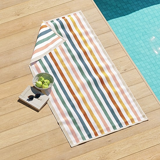Linery Oversized Cotton Stripe Border 2-pc. Quick Dry Beach Towel