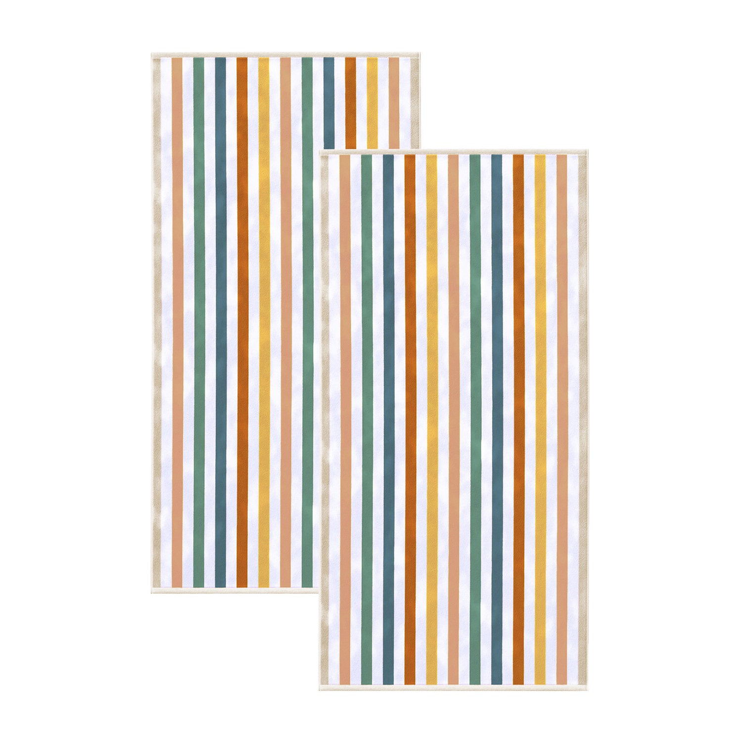Linery Oversized Cotton Stripe Border 2-pc. Quick Dry Beach Towel