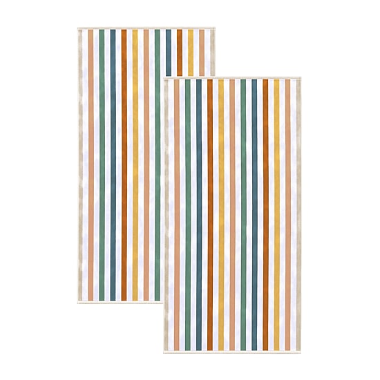 Linery Oversized Cotton Stripe Border 2-pc. Quick Dry Beach Towel
