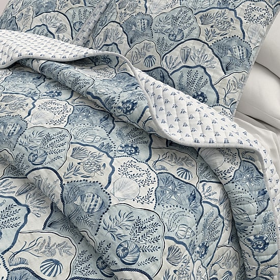Linery Coastal Toile Reversible Quilt Set