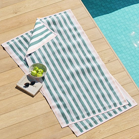Linery Oversized Cotton Stripe Border 4-pc. Quick Dry Beach Towel