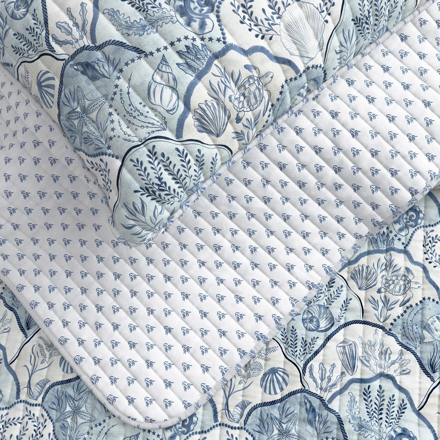 Linery Coastal Toile Reversible Quilt Set