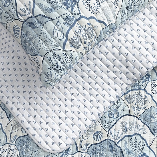 Linery Coastal Toile Reversible Quilt Set