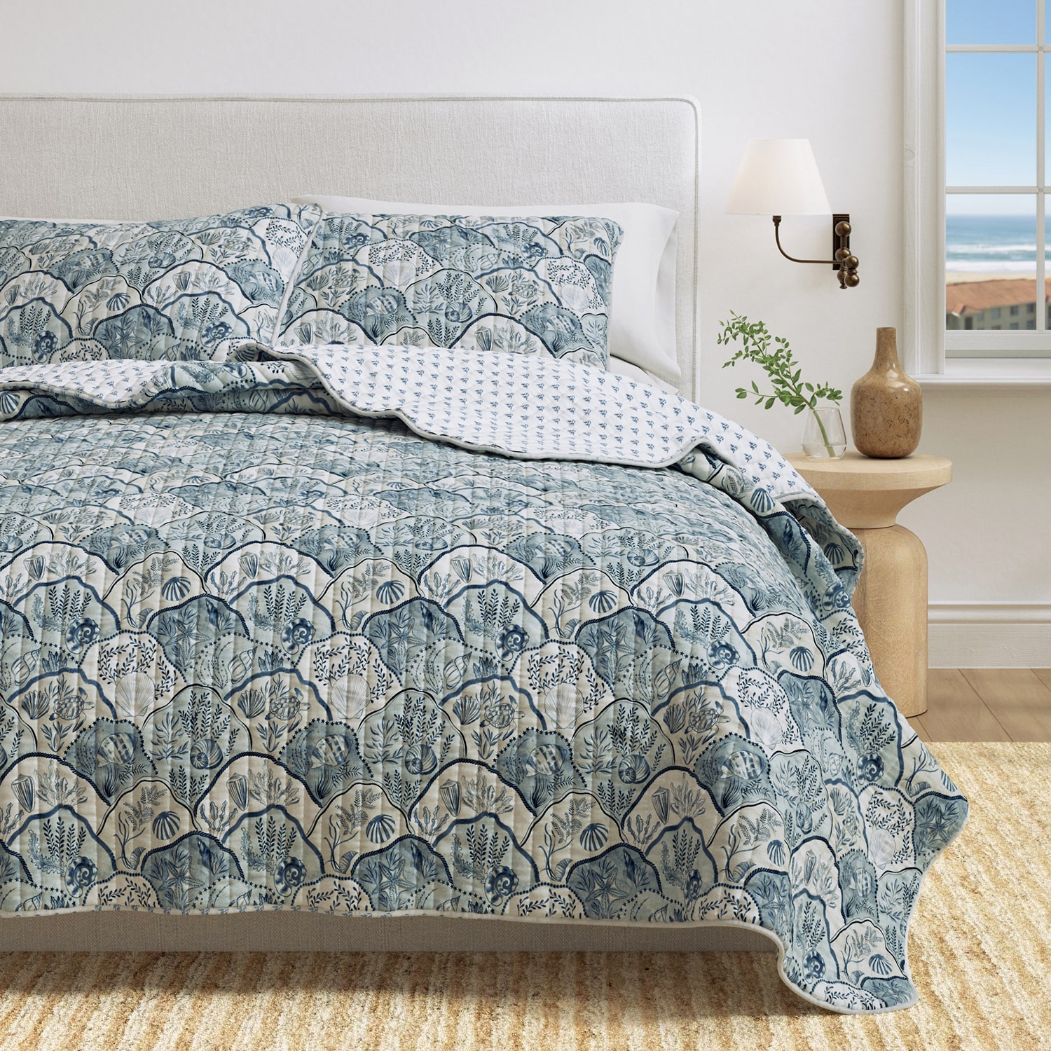 Linery Coastal Toile Reversible Quilt Set