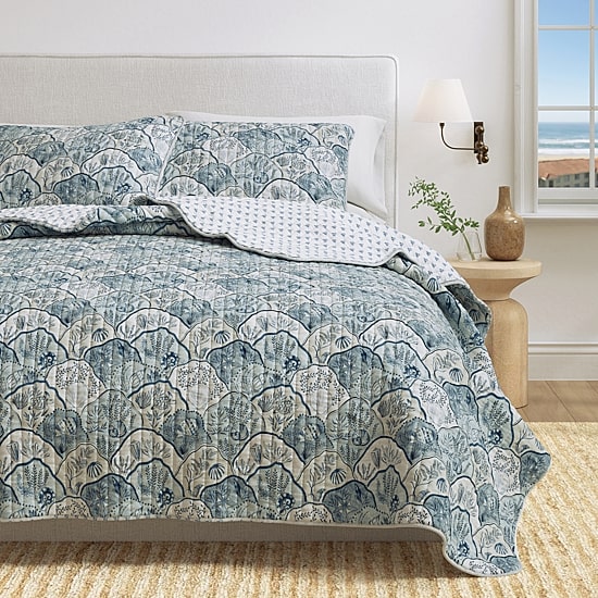 Linery Coastal Toile Reversible Quilt Set