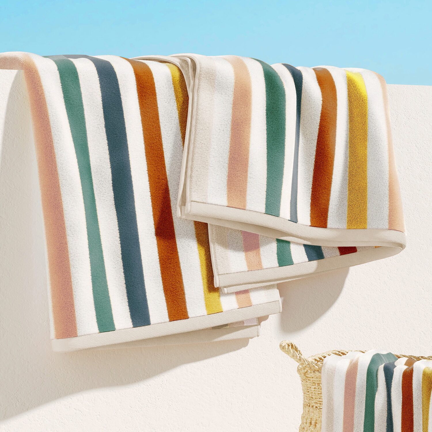 Linery Oversized Cotton Stripe Border 2-pc. Quick Dry Beach Towel