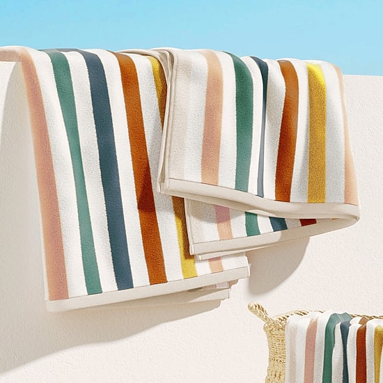 Linery Oversized Cotton Stripe Border 2-pc. Quick Dry Beach Towel