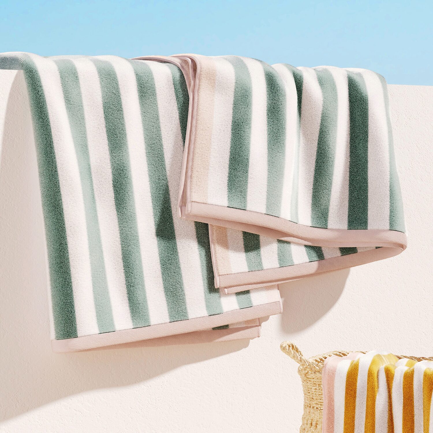 Linery Oversized Cotton Stripe Border -pc. Quick Dry Beach Towel
