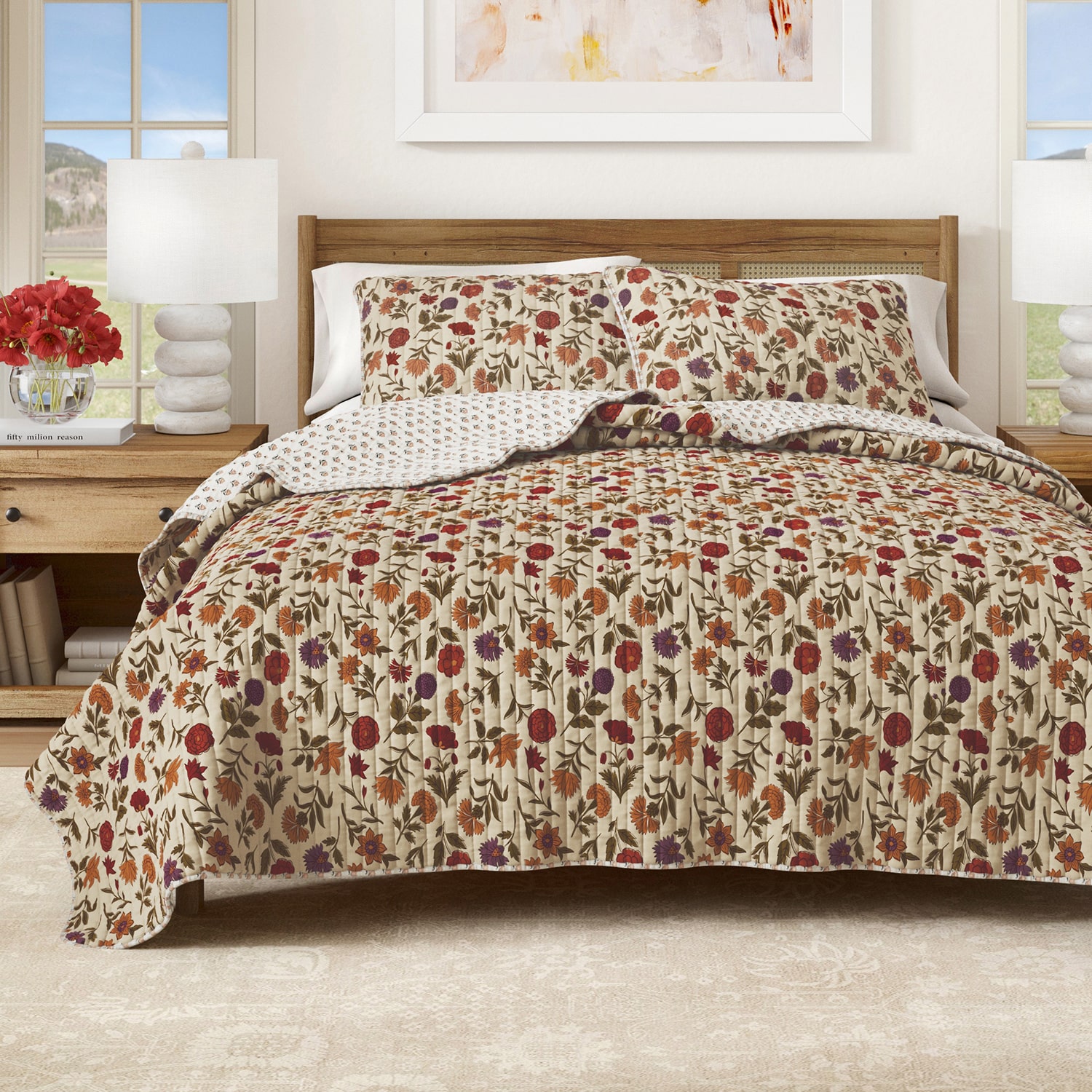 Linery Heritage Floral Reversible Quilt Set