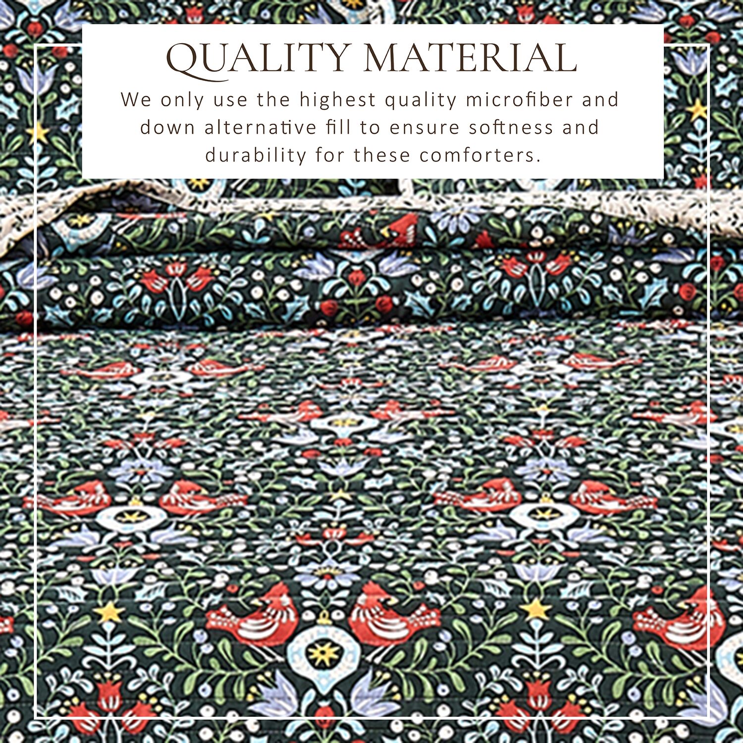 Linery Holiday Printed Microfiber Reversible Quilt Set